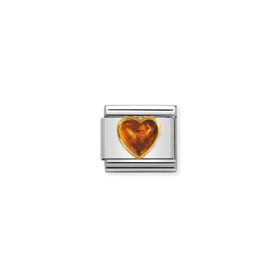 COMPOSABLE CLASSIC LINK 030501/01 HEART WITH AMBER IN 18K GOLD