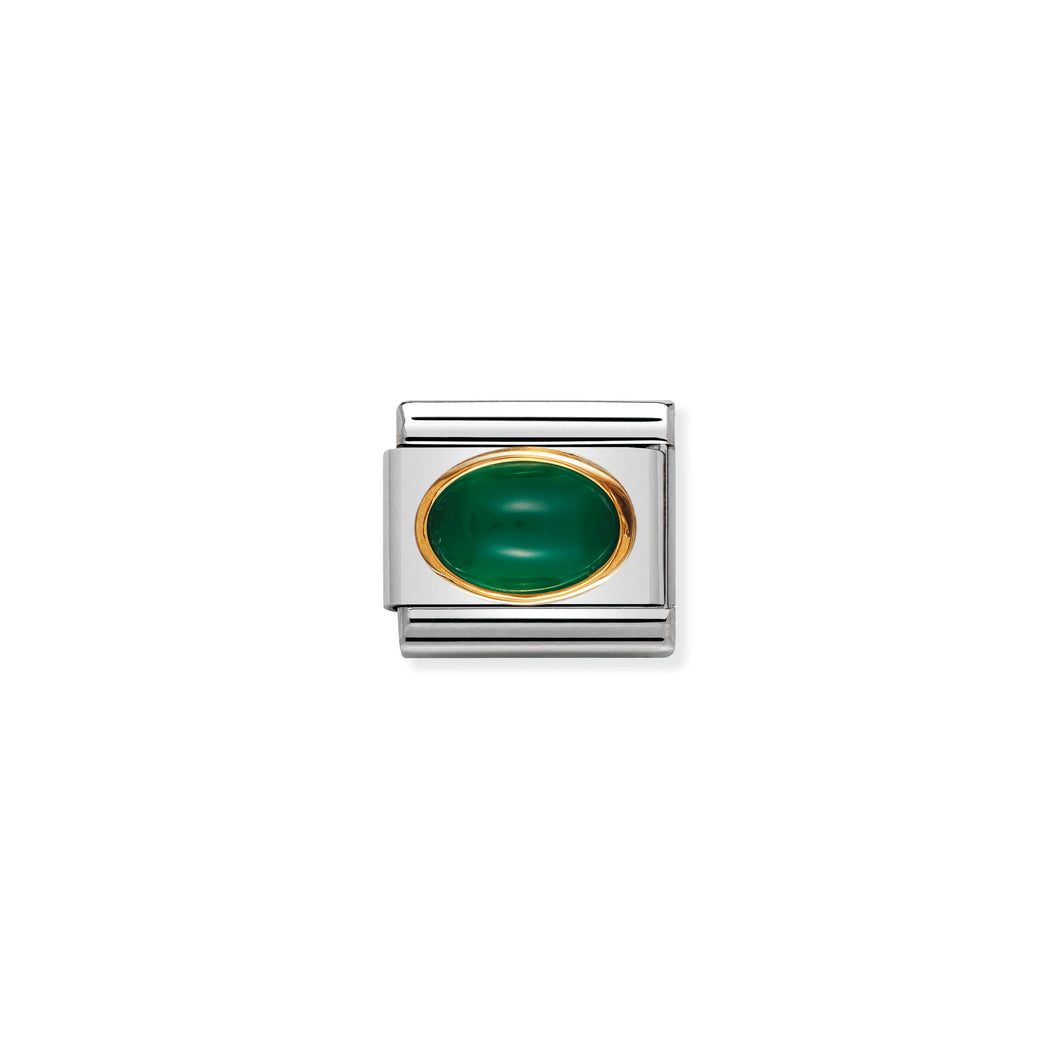 COMPOSABLE CLASSIC LINK 030502/03 GREEN AGATE OVAL IN 18K GOLD
