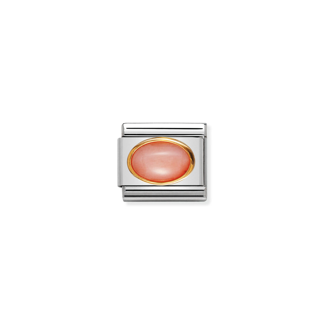 COMPOSABLE CLASSIC LINK 030502/10 PINK CORAL OVAL IN 18K GOLD