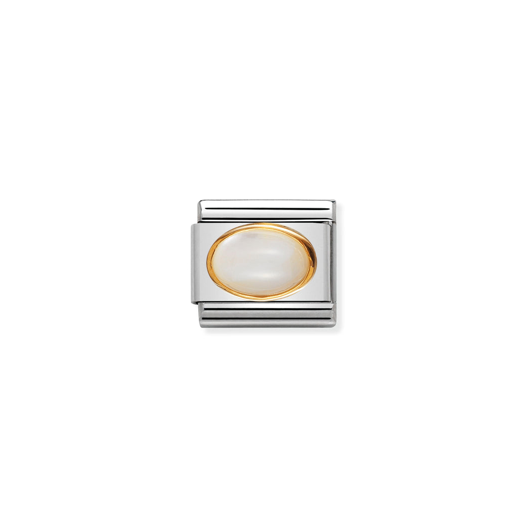 COMPOSABLE CLASSIC LINK 030502/12 WHITE MOTHER OF PEARL OVAL IN 18K GOLD