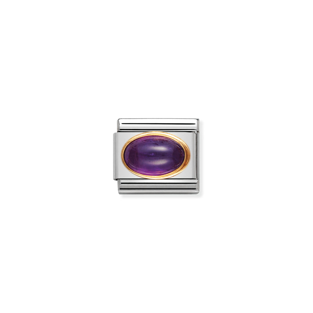 COMPOSABLE CLASSIC LINK 030504/02 FEBRUARY AMETHYST OVAL STONE IN 18K GOLD