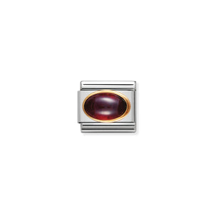 COMPOSABLE CLASSIC LINK 030504/03 JANUARY GARNET OVAL STONE IN 18K GOLD