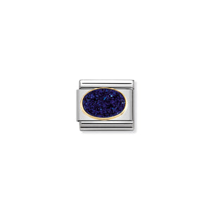 COMPOSABLE CLASSIC LINK 030518/04 AGATE DRUSY MIDNIGHT BLUE IN 18K GOLD