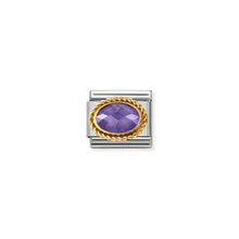 Load image into Gallery viewer, COMPOSABLE CLASSIC LINK 030602/001 PURPLE FACETED CZ WITH TWIST IN 18K GOLD
