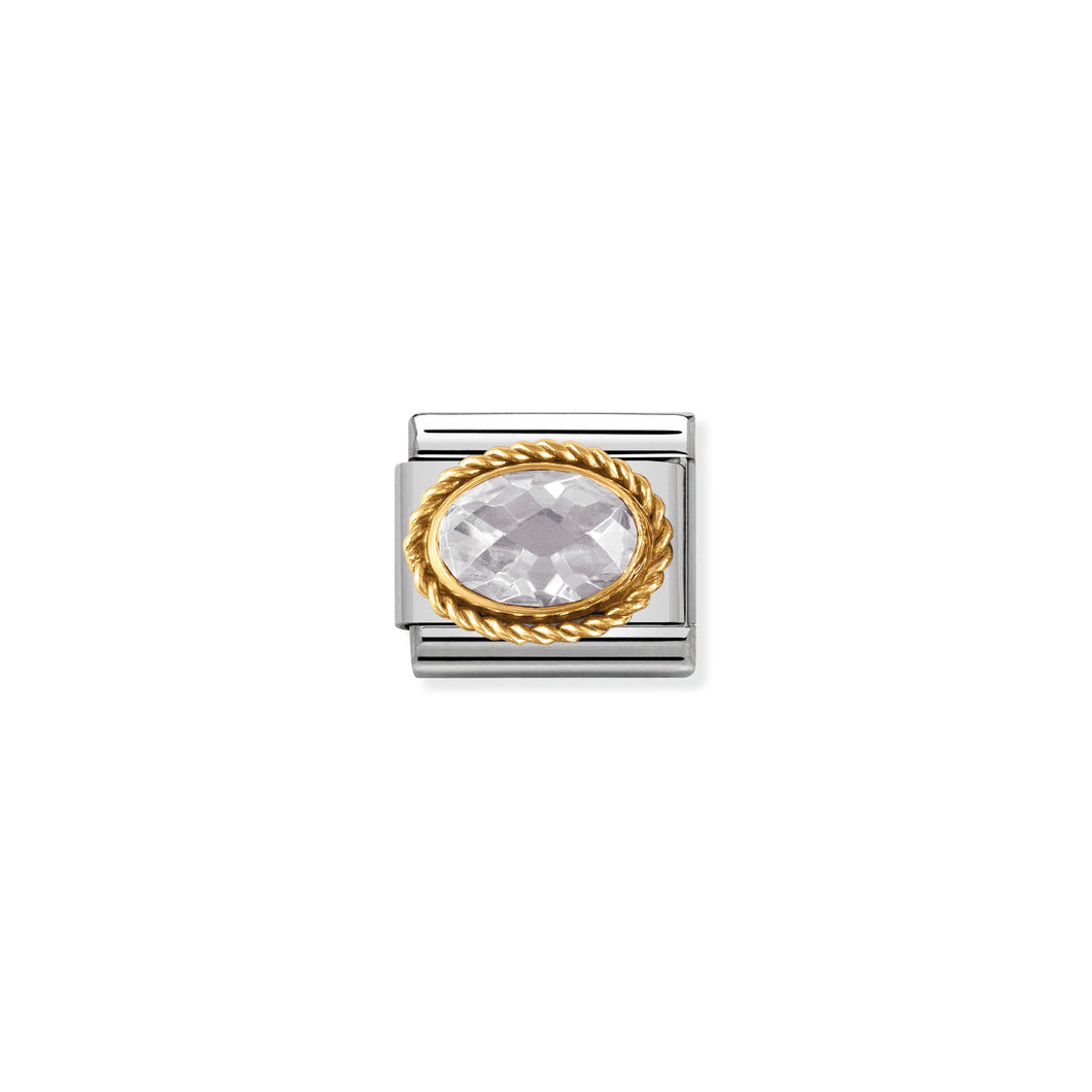 COMPOSABLE CLASSIC LINK 030602/010 WHITE FACETED CZ WITH TWIST IN 18K GOLD