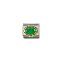 Load image into Gallery viewer, COMPOSABLE CLASSIC LINK 030602/027 EMERALD GREEN FACETED CZ WITH TWIST IN 18K GOLD
