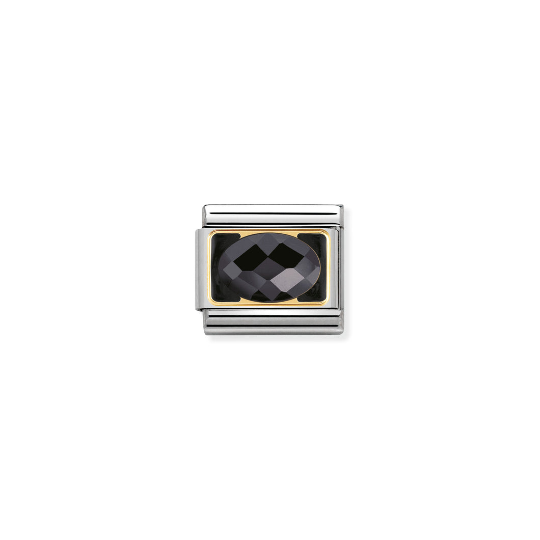 COMPOSABLE CLASSIC LINK 030608/011 BLACK FACETED CZ IN 18K GOLD AND ENAMEL