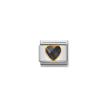 Load image into Gallery viewer, COMPOSABLE CLASSIC LINK 030610/011 BLACK FACETED HEART CZ IN 18K GOLD
