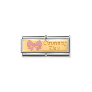 COMPOSABLE CLASSIC DOUBLE LINK 030720/04 PINK CHRISTENING DAY IN 18K GOLD & ENAMEL