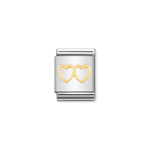 COMPOSABLE <STRONG>BIG LINK</STRONG> 032115/03 DOUBLE HEART IN 18K GOLD