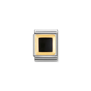 COMPOSABLE <STRONG>BIG LINK</STRONG> 032204/14 BLACK RECTANGLE IN 18K GOLD AND ENAMEL