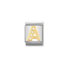 Load image into Gallery viewer, COMPOSABLE &lt;STRONG&gt;BIG LINK&lt;/STRONG&gt; 032301/01 LETTER A IN 18K GOLD AND CZ
