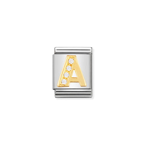 COMPOSABLE <STRONG>BIG LINK</STRONG> 032301/01 LETTER A IN 18K GOLD AND CZ