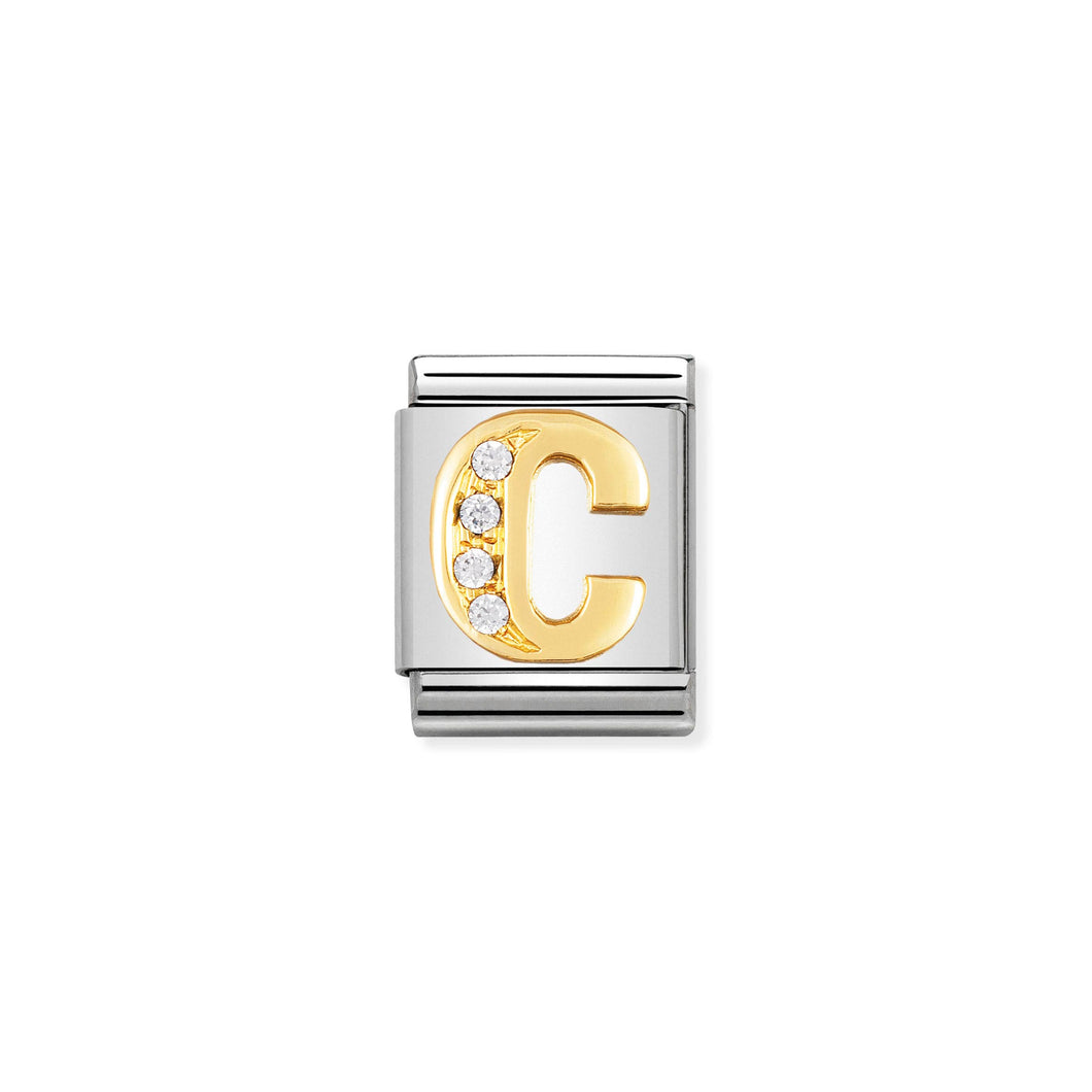 COMPOSABLE <STRONG>BIG LINK</STRONG> 032301/03 LETTER C IN 18K GOLD AND CZ