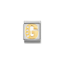 Load image into Gallery viewer, COMPOSABLE &lt;STRONG&gt;BIG LINK&lt;/STRONG&gt; 032301/07 LETTER G IN 18K GOLD AND CZ
