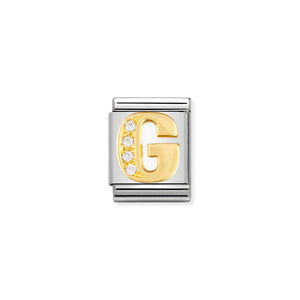 COMPOSABLE <STRONG>BIG LINK</STRONG> 032301/07 LETTER G IN 18K GOLD AND CZ