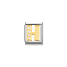 Load image into Gallery viewer, COMPOSABLE &lt;STRONG&gt;BIG LINK&lt;/STRONG&gt; 032301/08 LETTER H IN 18K GOLD AND CZ
