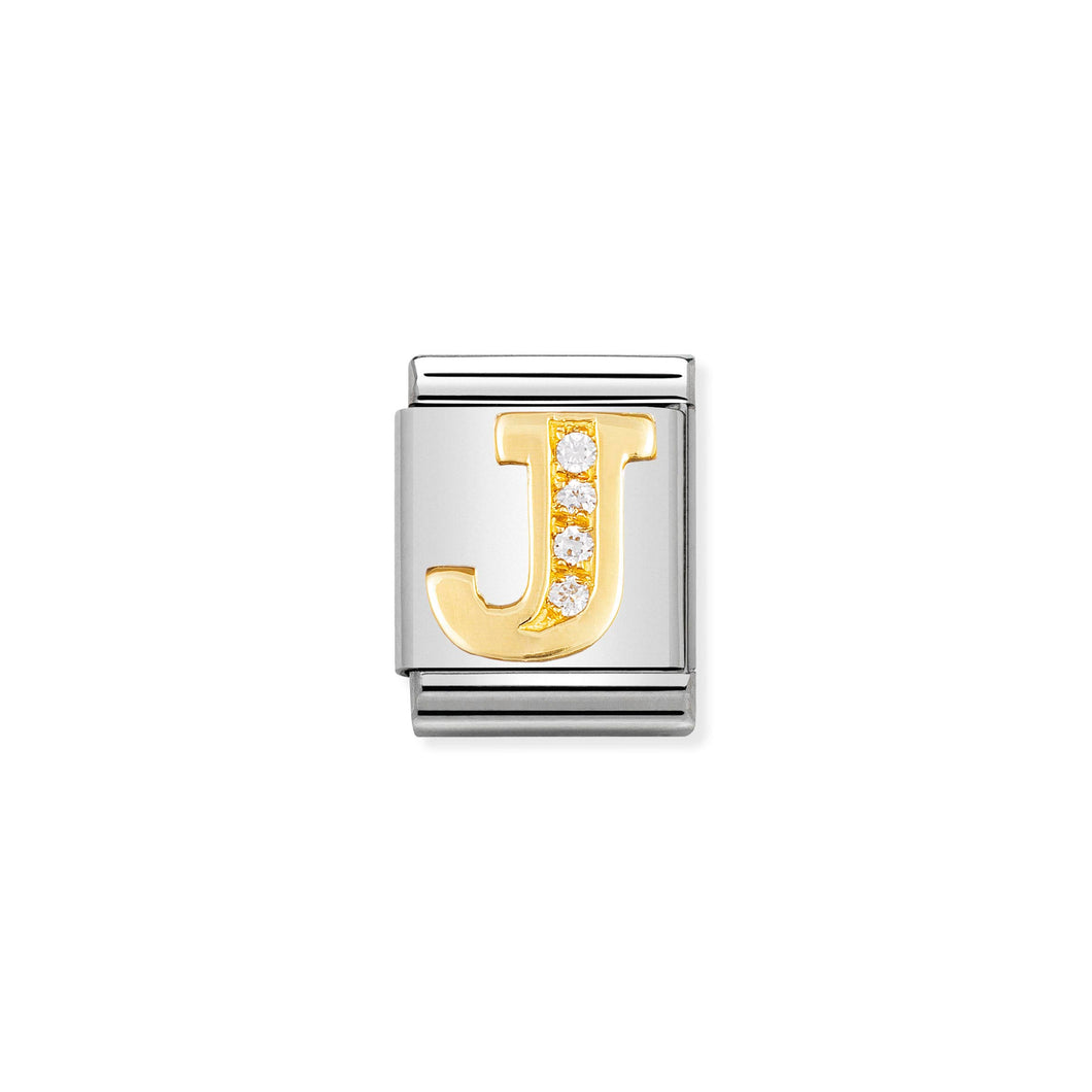 COMPOSABLE <STRONG>BIG LINK</STRONG> 032301/10 LETTER J IN 18K GOLD AND CZ