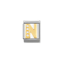 Load image into Gallery viewer, COMPOSABLE &lt;STRONG&gt;BIG LINK&lt;/STRONG&gt; 032301/14 LETTER N IN 18K GOLD AND CZ
