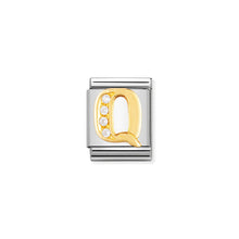 Load image into Gallery viewer, COMPOSABLE &lt;STRONG&gt;BIG LINK&lt;/STRONG&gt; 032301/17 LETTER Q IN 18K GOLD AND CZ
