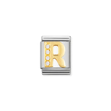 Load image into Gallery viewer, COMPOSABLE &lt;STRONG&gt;BIG LINK&lt;/STRONG&gt; 032301/18 LETTER R IN 18K GOLD AND CZ
