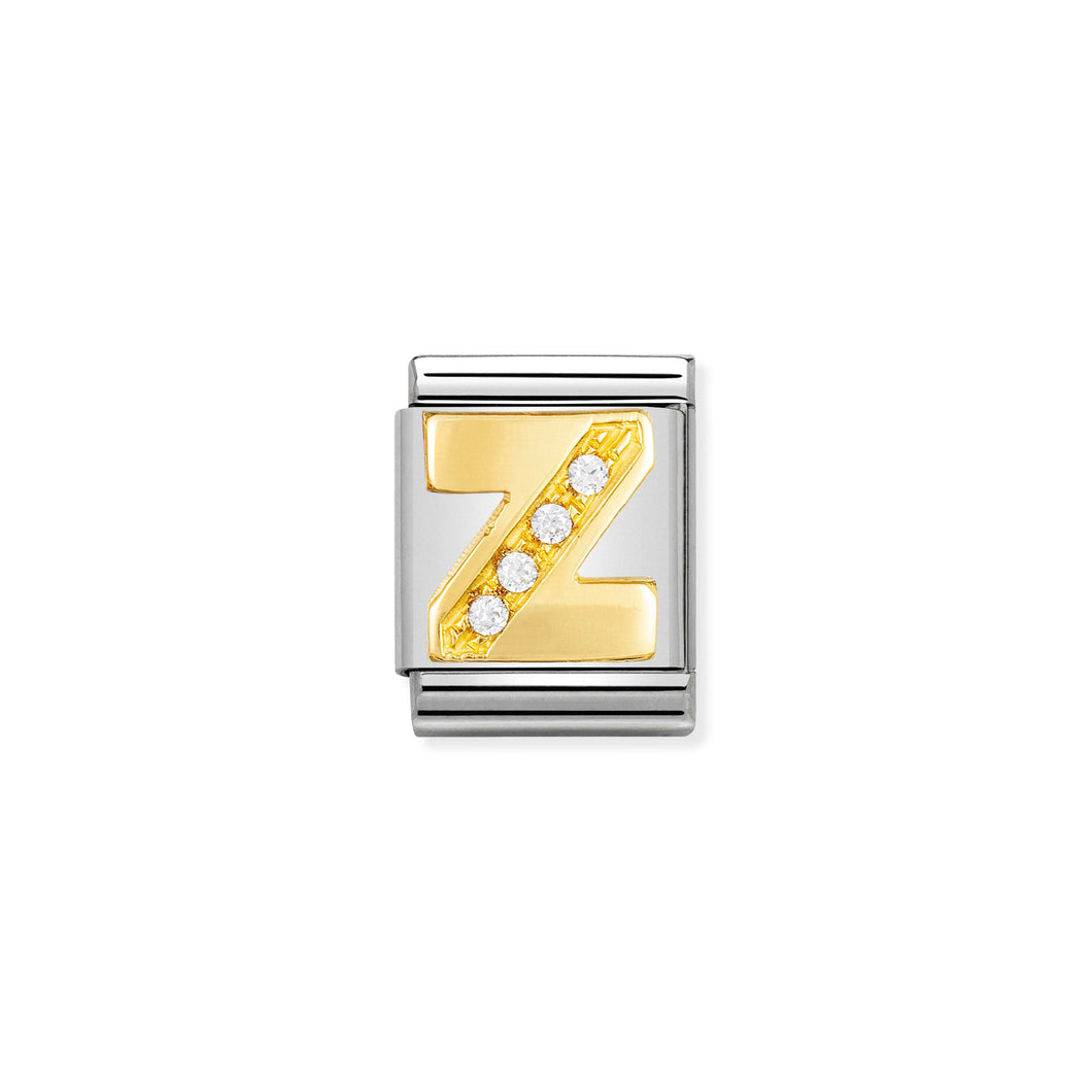 COMPOSABLE <STRONG>BIG LINK</STRONG> 032301/26 LETTER Z IN 18K GOLD AND CZ