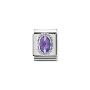 COMPOSABLE <STRONG>BIG LINK</STRONG> 032603/001 PURPLE FACETED CZ OVAL IN 925 SILVER