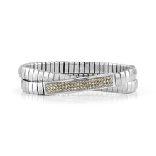 Load image into Gallery viewer, EXTENSION BRACELET GLITTER DOUBLE 043211/024 STAINLESS STEEL &amp; CHAMPAGNE CRYSTALS
