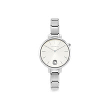 Load image into Gallery viewer, WATCH 076033/017 STAINLESS STEEL &amp; ROUND SUNRAY SILVER DIAL WITH CZ
