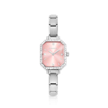 Load image into Gallery viewer, WATCH PARIS 076036/014 STAINLESS STEEL &amp; RECTANGLE SUNRAY PINK DIAL WITH CZ
