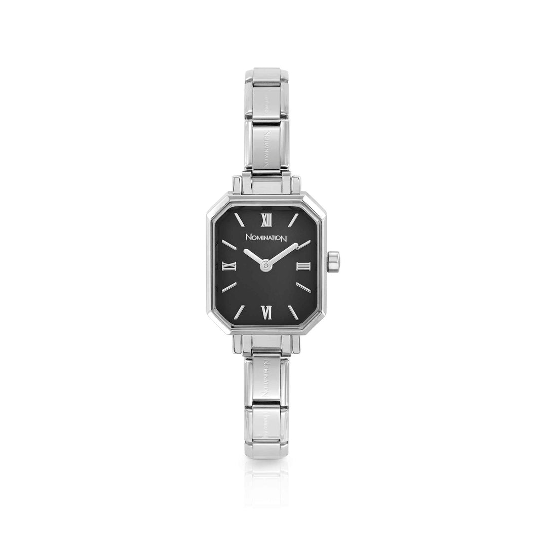 WATCH PARIS 076037/012 STAINLESS STEEL & RECTANGLE BLACK DIAL
