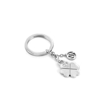 Load image into Gallery viewer, KEYRING 131703/001 FOUR-LEAF CLOVER STAINLESS STEEL &amp; CRYSTALS
