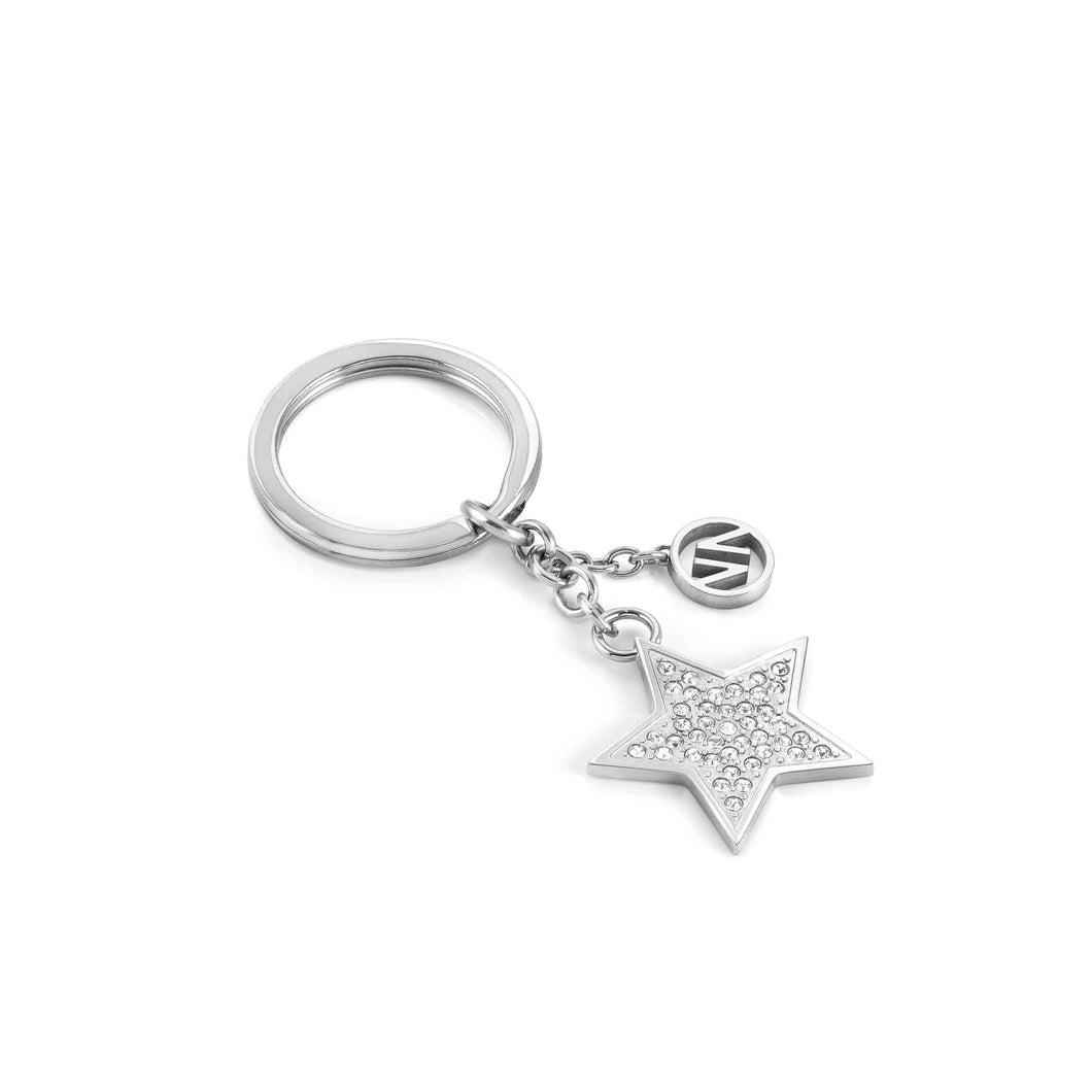 KEYRING 131703/007 STAR STAINLESS STEEL & CRYSTALS