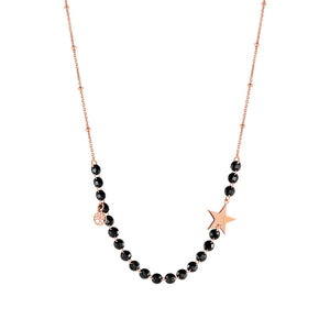 MELODIE BLACK CRYSTAL ROSE GOLD NECKLACE 147701/017 TREE OF LIFE