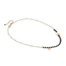 Load image into Gallery viewer, MELODIE BLACK CRYSTAL ROSE GOLD NECKLACE 147701/022 HEART
