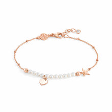 Load image into Gallery viewer, MELODIE WHITE CRYSTAL PEARL BRACELET 147710/002 WITH ROSE GOLD HEART
