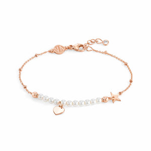 MELODIE WHITE CRYSTAL PEARL BRACELET 147710/002 WITH ROSE GOLD HEART