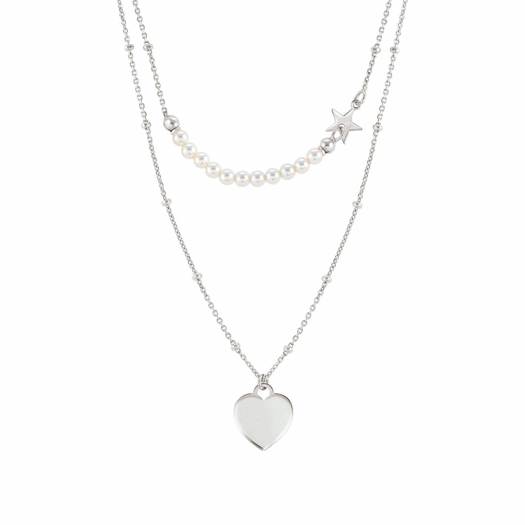 MELODIE WHITE CRYSTAL PEARL NECKLACE 147711/001 HEART