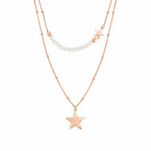 Load image into Gallery viewer, MELODIE WHITE CRYSTAL PEARL NECKLACE 147711/033 WITH ROSE GOLD STAR
