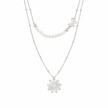 Load image into Gallery viewer, MELODIE WHITE CRYSTAL PEARL NECKLACE 147711/060 FLOWER
