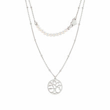 Load image into Gallery viewer, MELODIE WHITE CRYSTAL PEARL NECKLACE 147711/062 TREE OF LIFE
