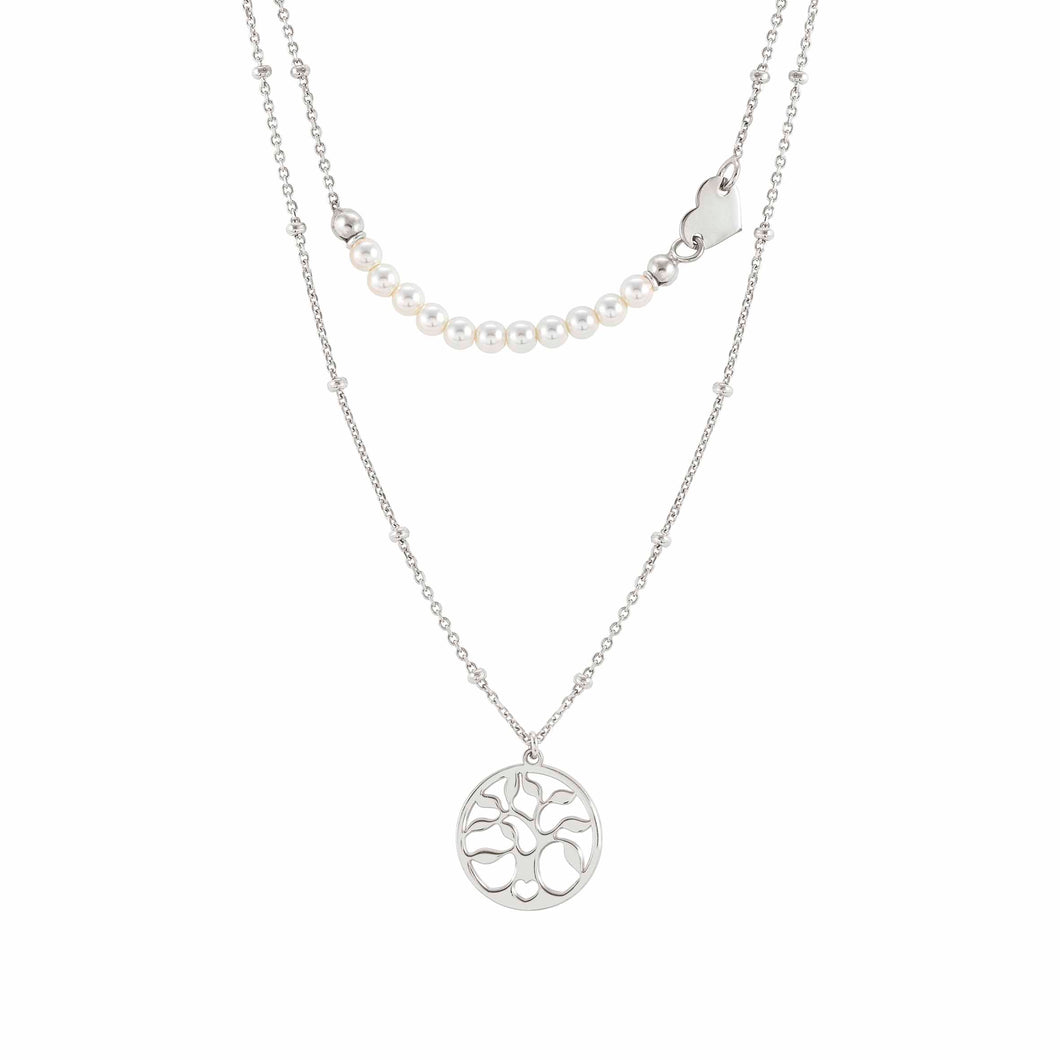 MELODIE WHITE CRYSTAL PEARL NECKLACE 147711/062 TREE OF LIFE