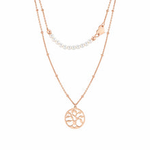 Load image into Gallery viewer, MELODIE WHITE CRYSTAL PEARL NECKLACE 147711/063 WITH ROSE GOLD TREE
