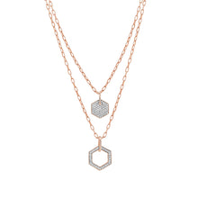 Load image into Gallery viewer, EMOZIONI NECKLACE 147802/001 DOUBLE PENDANT &amp; CZ
