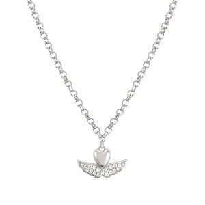 SWEETROCK ROMANCE NECKLACE 148022/068 SILVER WINGED HEART WITH CZ