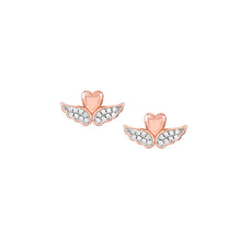 Load image into Gallery viewer, SWEETROCK ROMANCE EARRINGS 148024/069 ROSE GOLD WINGED HEARTS WITH CZ
