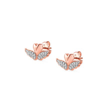 Load image into Gallery viewer, SWEETROCK ROMANCE EARRINGS 148024/069 ROSE GOLD WINGED HEARTS WITH CZ
