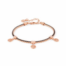 Load image into Gallery viewer, CHIC &amp; CHARM BLACK CZ BRACELET 148600/042 WITH ROSE GOLD TREE PENDANTS
