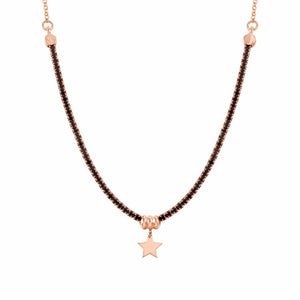 CHIC & CHARM BLACK CZ NECKLACE 148602/033 WITH ROSE GOLD STAR