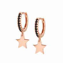 Load image into Gallery viewer, CHIC &amp; CHARM BLACK CZ EARRINGS 148604/033 WITH ROSE GOLD STAR PENDANT
